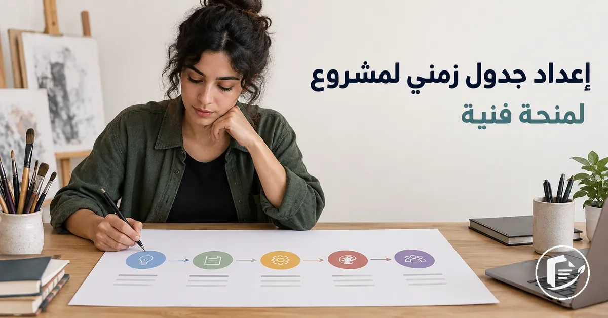 فنان يخطط للجدول الزمني لمشروع ضمن طلب منحة