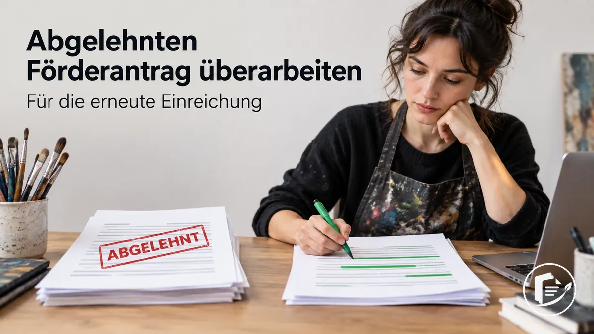 Künstler überarbeitet einen abgelehnten Förderantrag für die erneute Einreichung