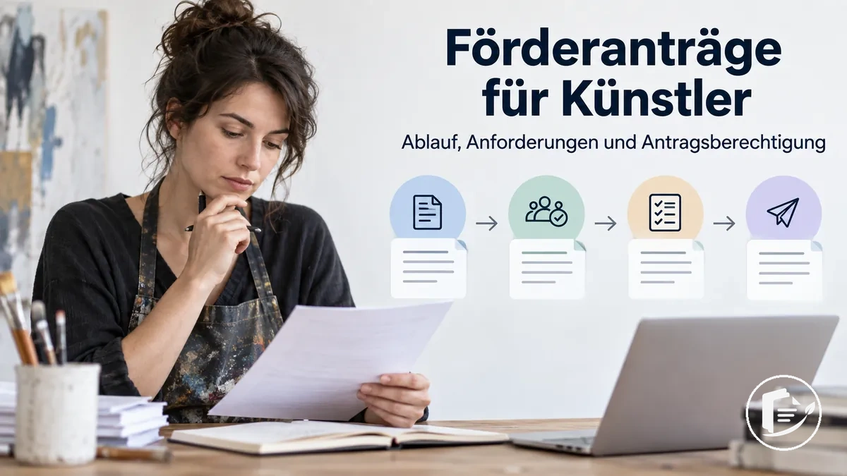 Künstler prüft Anforderungen und Kriterien für die Antragsberechtigung