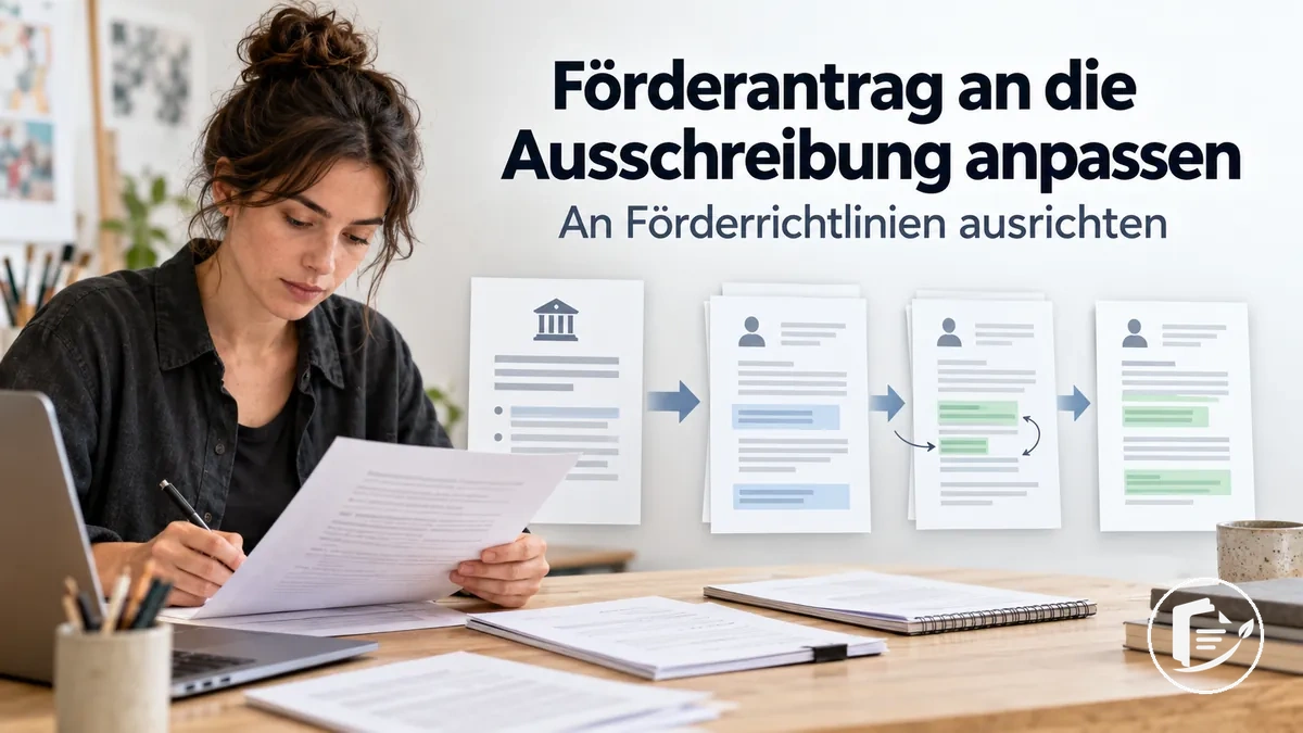 Künstler passt einen Förderantrag an die Förderrichtlinien an