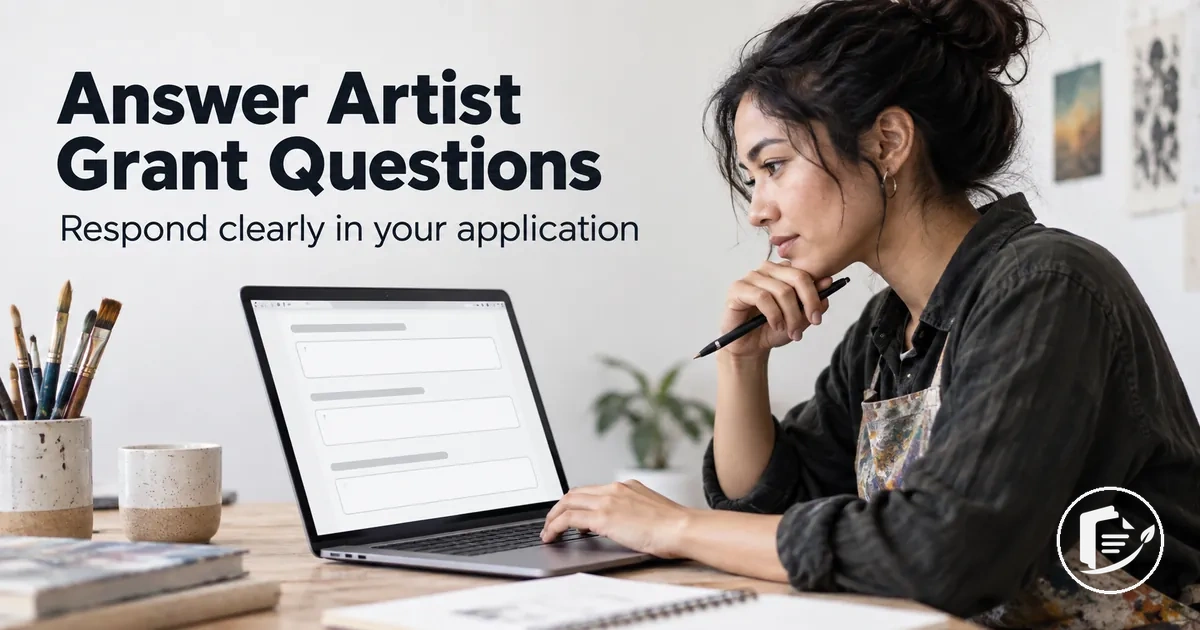 Artist answering questions in a grant application