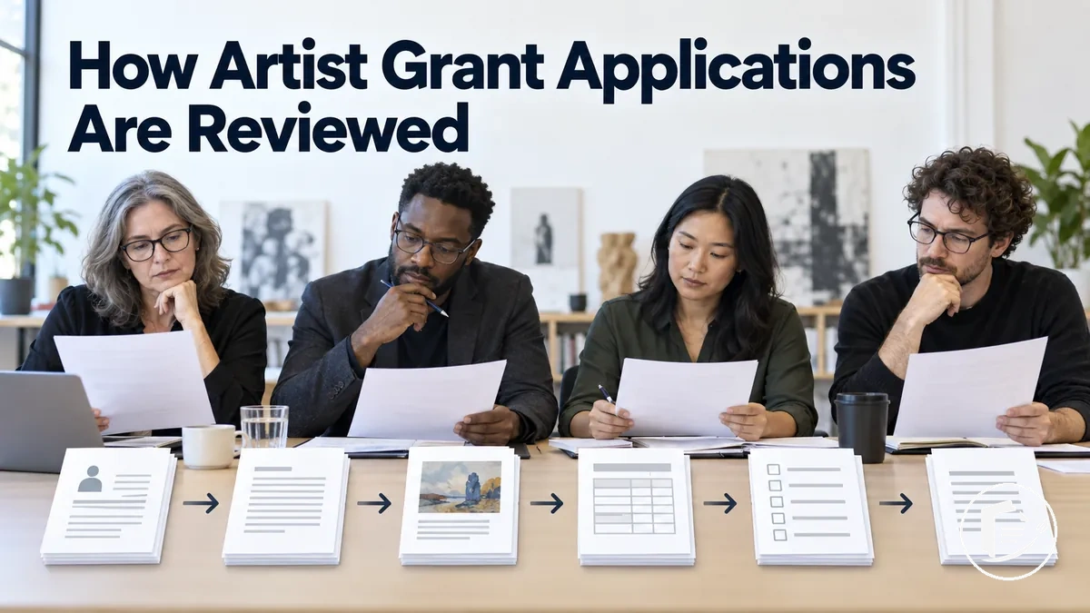 Grant review panel evaluating an artist application