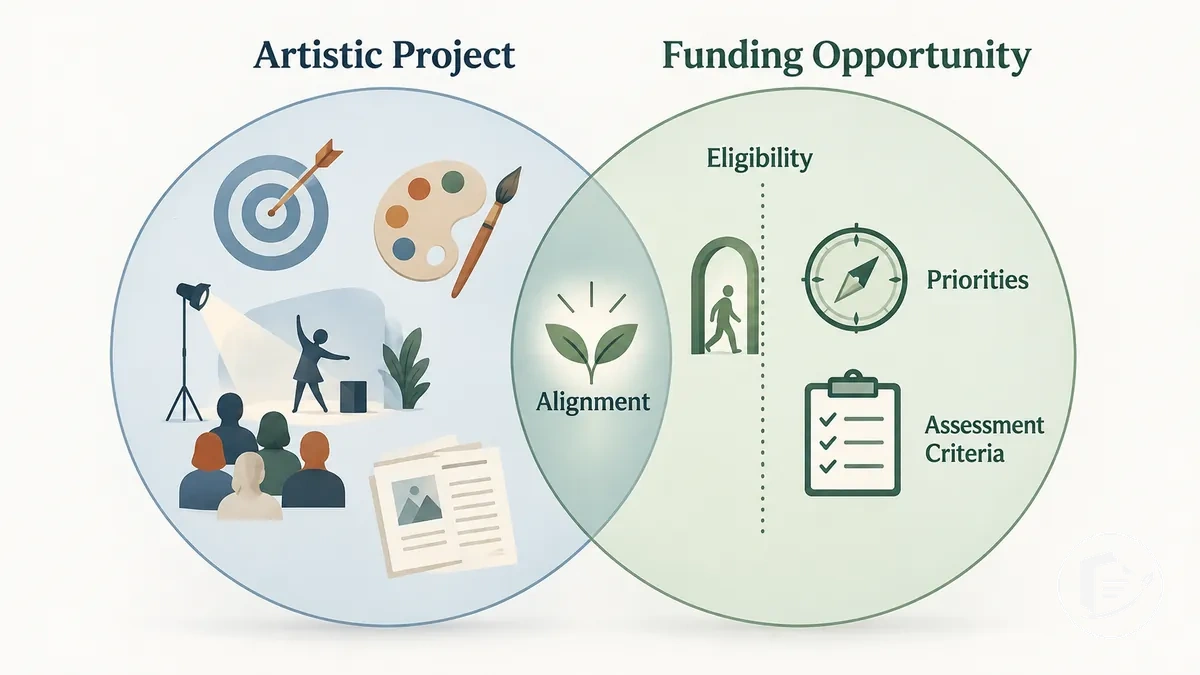 Graphic showing alignment between an artistic project and a grant opportunity