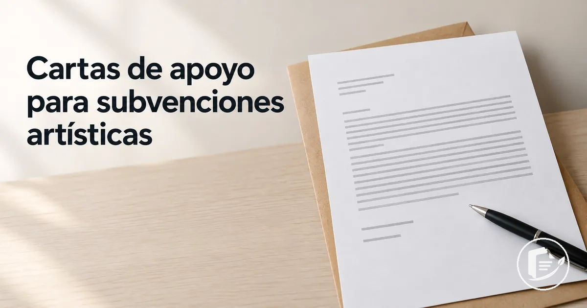 Carta de apoyo preparada para una solicitud de subvención de un artista