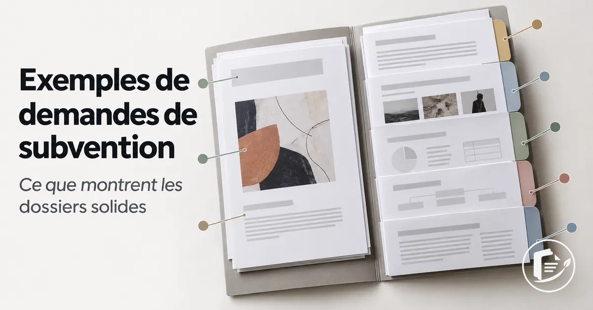 Exemple annoté d’une demande de subvention artistique montrant la structure du dossier