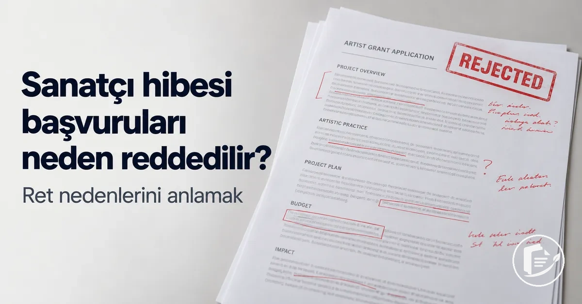 Değerlendirme notları bulunan reddedilmiş sanatçı hibesi başvurusu